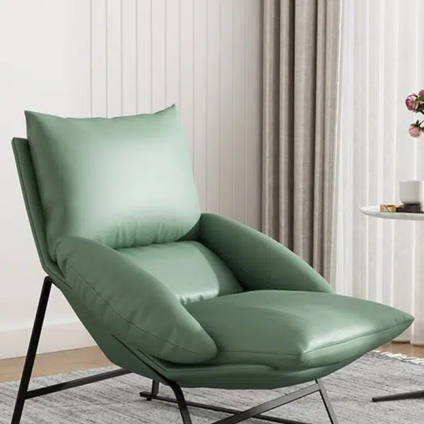 Contemporary Luxury Curved Fabric Upholstery Iron Accent Chair Backrest For Living Room - Image 9