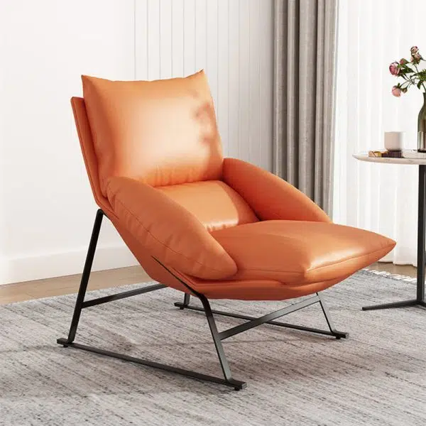 Contemporary Luxury Curved Fabric Upholstery Iron Accent Chair Backrest For Living Room - Image 10