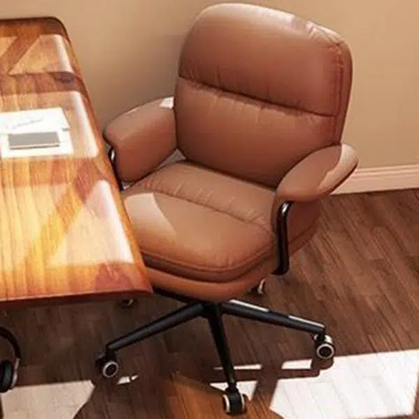 Contemporary Simplicity Square PU Leather Upholstered Height Adjustable Desk Chair Casters For Home Office - Image 8