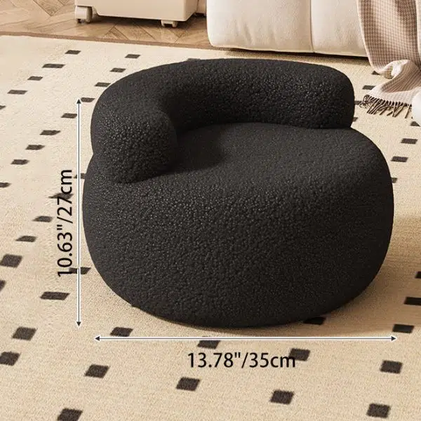 Contemporary Creative Lamb Fleece Round Pouf Low Stool Backrest For Living Room - Image 4