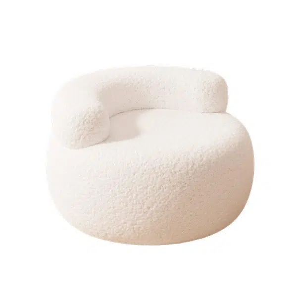 Contemporary Creative Lamb Fleece Round Pouf Low Stool Backrest For Living Room - Image 10