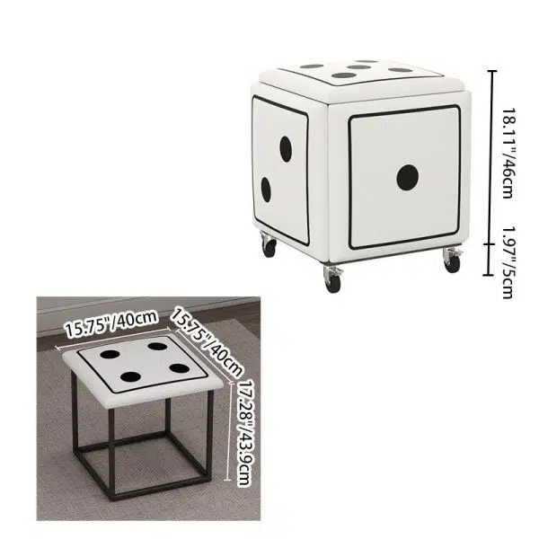 Contemporary Creative Dice Magic Cube 5-in-1 Stackable Combination Stool Low Stool Casters For Living Room - Image 3