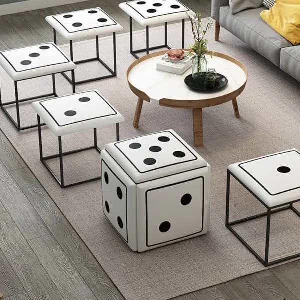 Contemporary Creative Dice Magic Cube 5-in-1 Stackable Combination Stool Low Stool Casters For Living Room - Image 6