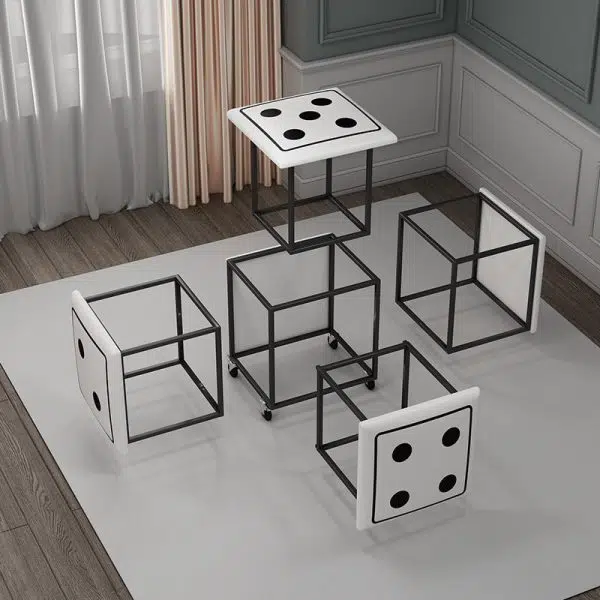 Contemporary Creative Dice Magic Cube 5-in-1 Stackable Combination Stool Low Stool Casters For Living Room - Image 7