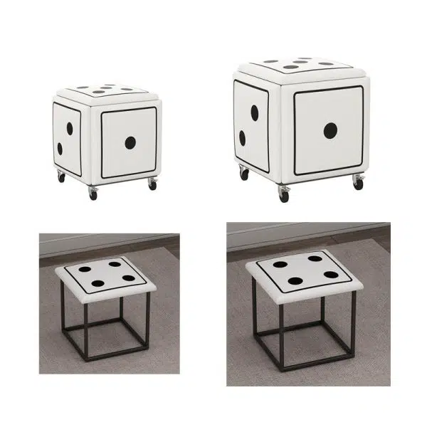 Contemporary Creative Dice Magic Cube 5-in-1 Stackable Combination Stool Low Stool Casters For Living Room - Image 14