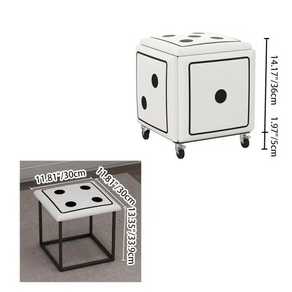 Contemporary Creative Dice Magic Cube 5-in-1 Stackable Combination Stool Low Stool Casters For Living Room - Image 4