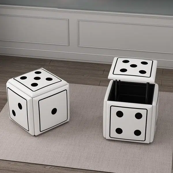 Contemporary Creative Dice Magic Cube 5-in-1 Stackable Combination Stool Low Stool Casters For Living Room - Image 2