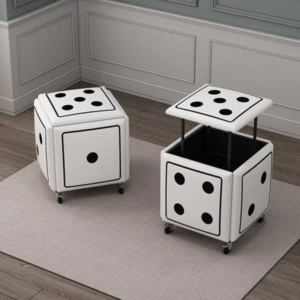 Contemporary Creative Dice Magic Cube 5-in-1 Stackable Combination Stool Low Stool Casters For Living Room - Image 10