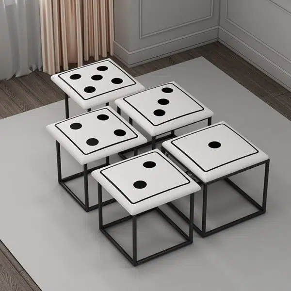 Contemporary Creative Dice Magic Cube 5-in-1 Stackable Combination Stool Low Stool Casters For Living Room - Image 11