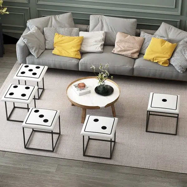 Contemporary Creative Dice Magic Cube 5-in-1 Stackable Combination Stool Low Stool Casters For Living Room - Image 9