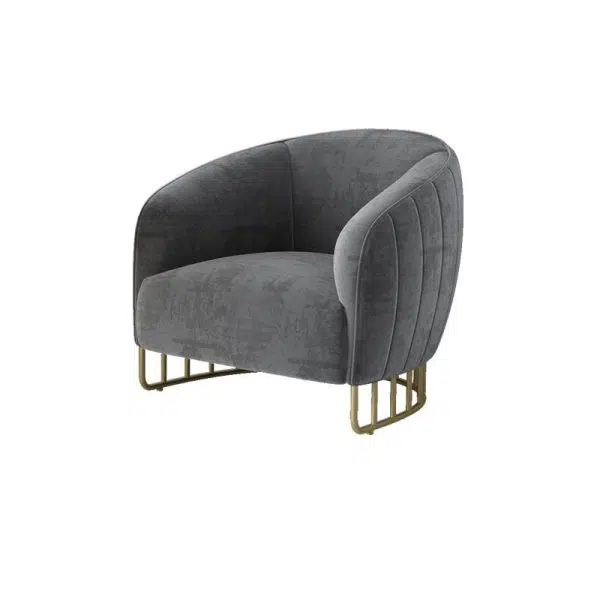 Contemporary Luxury Curved Velvet Upholstered Iron Accent Chair Backrest For Living Room - Image 12