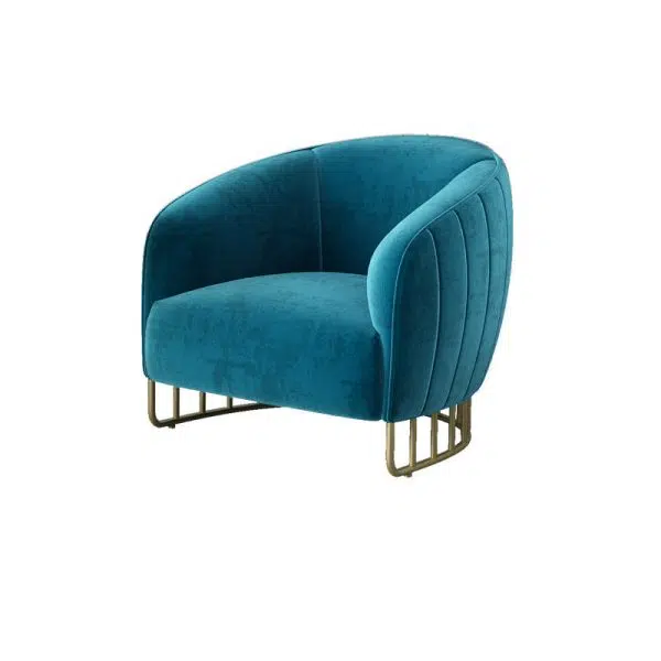 Contemporary Luxury Curved Velvet Upholstered Iron Accent Chair Backrest For Living Room - Image 13