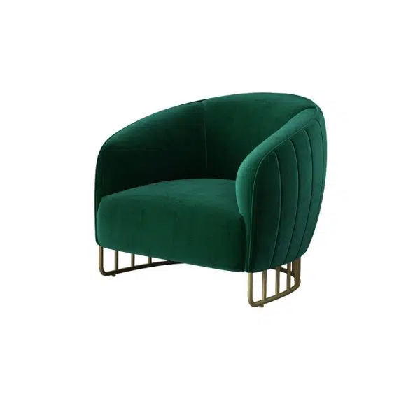 Contemporary Luxury Curved Velvet Upholstered Iron Accent Chair Backrest For Living Room - Image 14