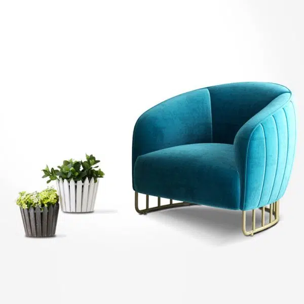 Contemporary Luxury Curved Velvet Upholstered Iron Accent Chair Backrest For Living Room - Image 15