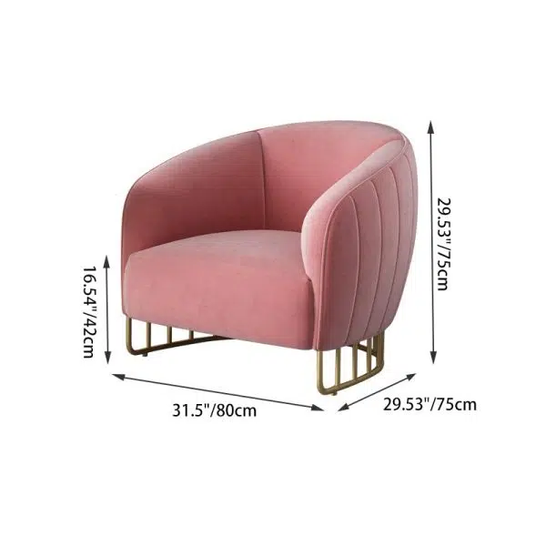 Contemporary Luxury Curved Velvet Upholstered Iron Accent Chair Backrest For Living Room - Image 3