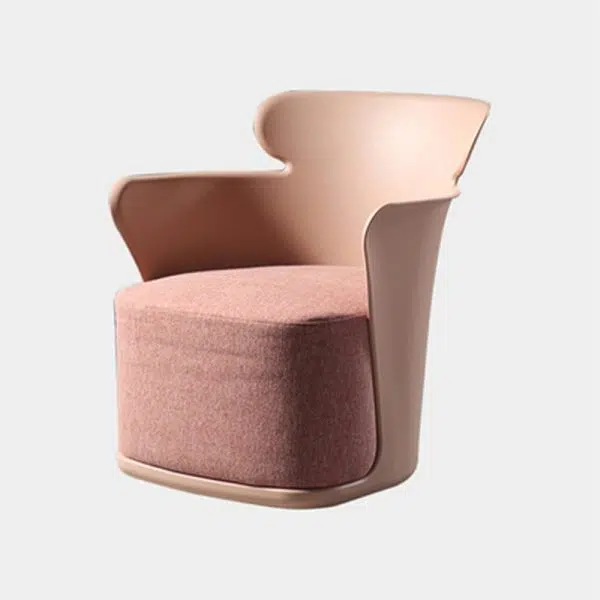 Contemporary Nordic Curved Fabric Upholstered Plastic Accent Chair Backrest Armrest For Living Room - Image 14