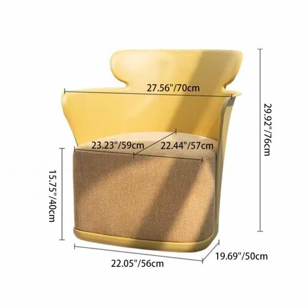 Contemporary Nordic Curved Fabric Upholstered Plastic Accent Chair Backrest Armrest For Living Room - Image 3