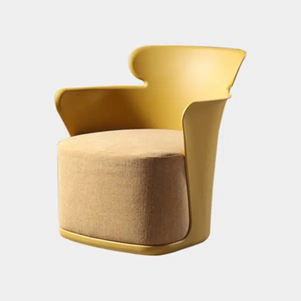 Contemporary Nordic Curved Fabric Upholstered Plastic Accent Chair Backrest Armrest For Living Room - Image 15