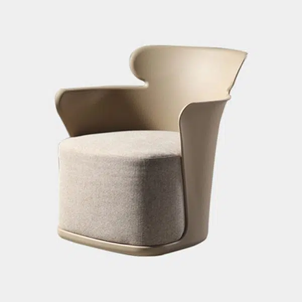 Contemporary Nordic Curved Fabric Upholstered Plastic Accent Chair Backrest Armrest For Living Room - Image 17