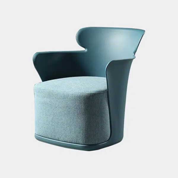 Contemporary Nordic Curved Fabric Upholstered Plastic Accent Chair Backrest Armrest For Living Room - Image 18