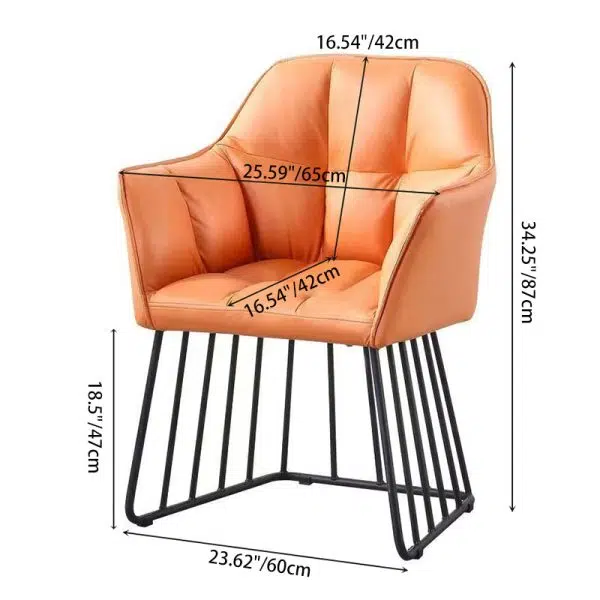 Contemporary Luxury Tufted Leather Upholstered Metal Frame Vanity Stool Backrest For Bedroom - Image 4