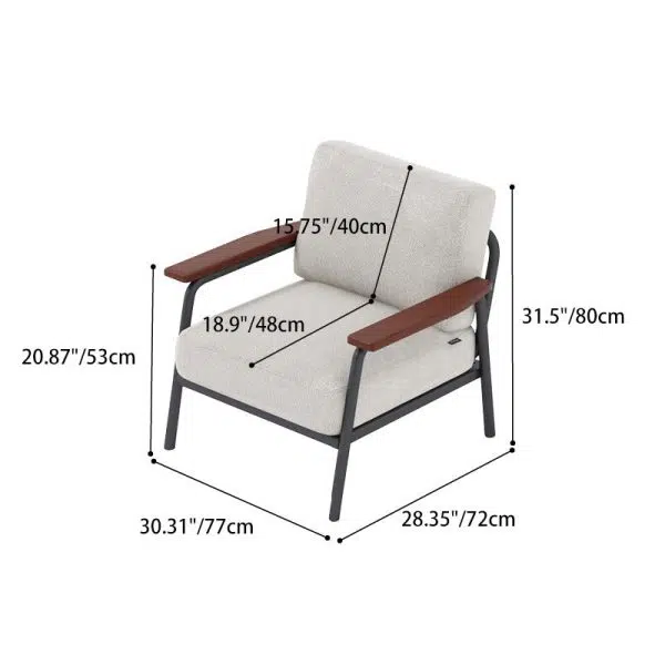 Contemporary Luxury Square Ink-Wash Landscape Print Linen-Cotton Upholstered Accent Chair Armrest For Living Room - Image 4