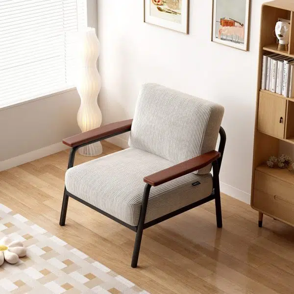 Contemporary Luxury Square Ink-Wash Landscape Print Linen-Cotton Upholstered Accent Chair Armrest For Living Room - Image 10