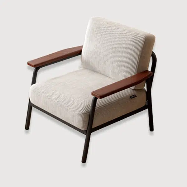 Contemporary Luxury Square Ink-Wash Landscape Print Linen-Cotton Upholstered Accent Chair Armrest For Living Room - Image 11