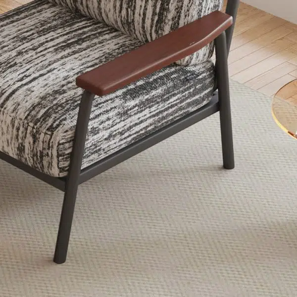 Contemporary Luxury Square Ink-Wash Landscape Print Linen-Cotton Upholstered Accent Chair Armrest For Living Room - Image 6