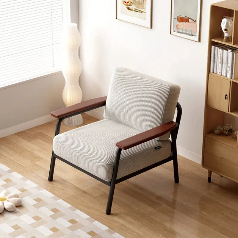 DFM-Chair-FL04405-7.jpg Contemporary Luxury Square Ink-Wash Landscape Print Linen-Cotton Upholstered Accent Chair Armrest For Living Room - Image 1