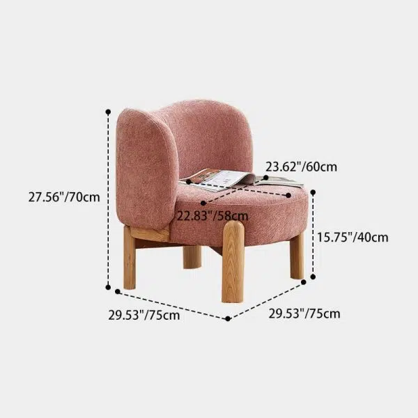 Contemporary Luxury Round Velvet Upholstered Solid Wood Legs Accent Chair Wing Back For Living Room - Image 2
