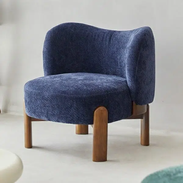 Contemporary Luxury Round Velvet Upholstered Solid Wood Legs Accent Chair Wing Back For Living Room - Image 17