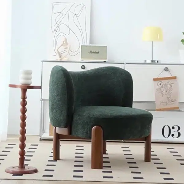 Contemporary Luxury Round Velvet Upholstered Solid Wood Legs Accent Chair Wing Back For Living Room - Image 22