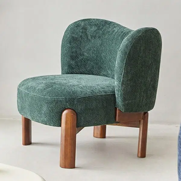 Contemporary Luxury Round Velvet Upholstered Solid Wood Legs Accent Chair Wing Back For Living Room - Image 13