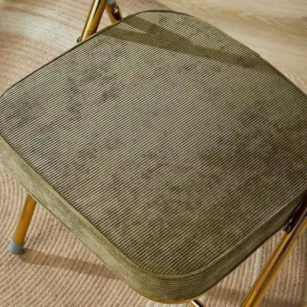 Contemporary Nordic Square Velvet Upholstered Metal Foldable Vanity Stool Backrest Footrest For Bedroom - Image 5