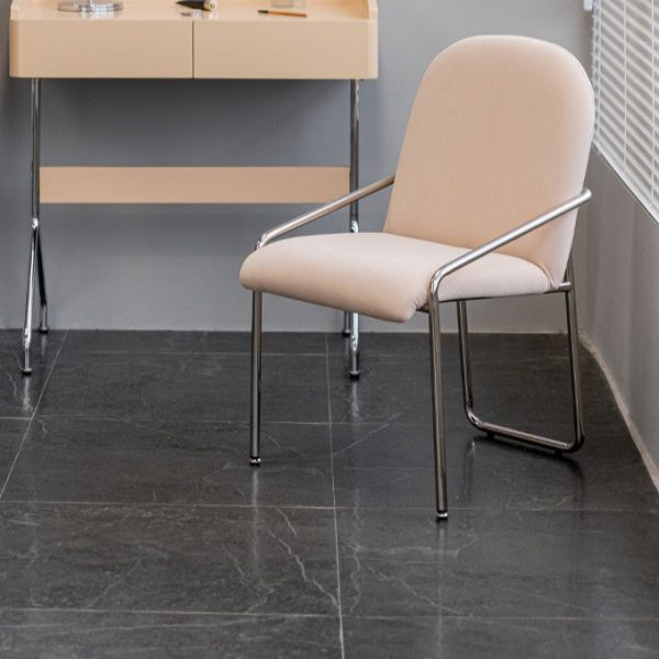 Contemporary Nordic Curved Flannel Upholstered Stainless Steel Legs Dining Chair Backrest For Dining Room - Image 9