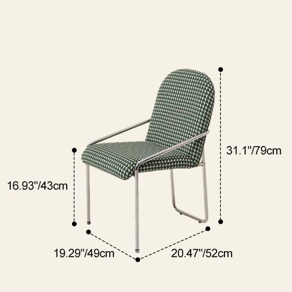 Contemporary Nordic Curved Flannel Upholstered Stainless Steel Legs Dining Chair Backrest For Dining Room - Image 4