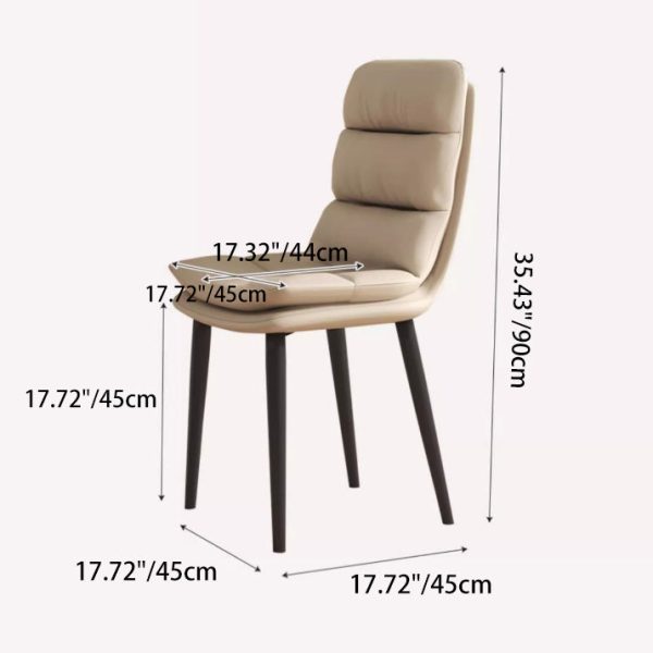 Contemporary Luxury Square Leather Upholstered Metal Dining Chair Backrest For Dining Room - Image 4