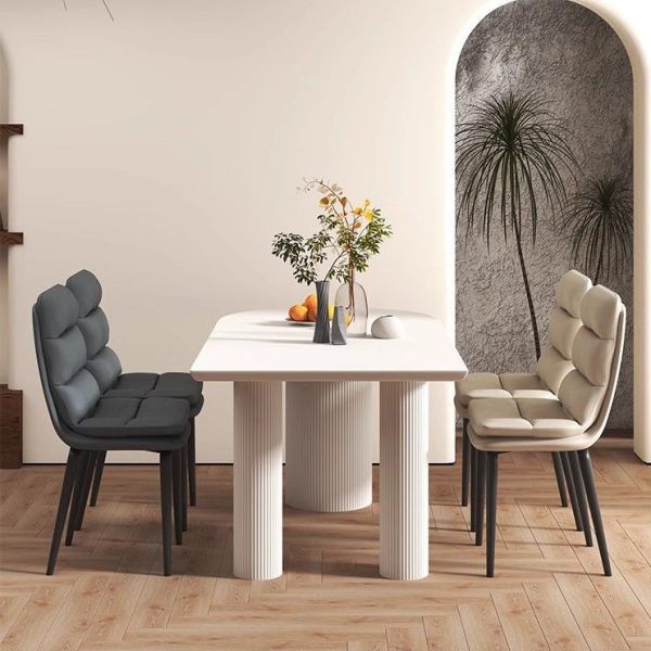 Contemporary Luxury Square Leather Upholstered Metal Dining Chair Backrest For Dining Room - Image 9