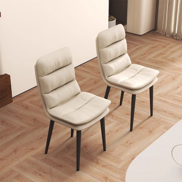 Contemporary Luxury Square Leather Upholstered Metal Dining Chair Backrest For Dining Room - Image 2