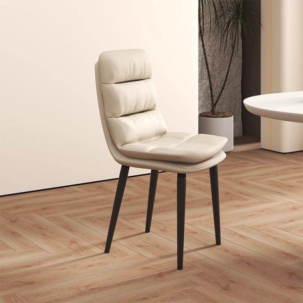 Contemporary Luxury Square Leather Upholstered Metal Dining Chair Backrest For Dining Room - Image 3