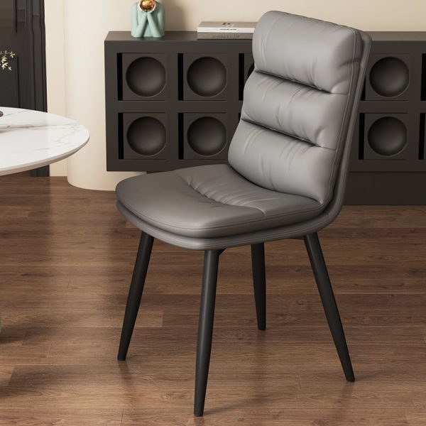Contemporary Luxury Square Leather Upholstered Metal Dining Chair Backrest For Dining Room - Image 13