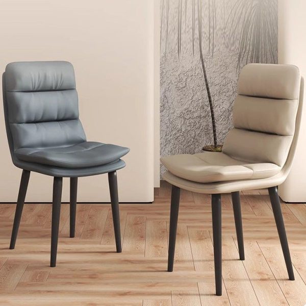 Contemporary Luxury Square Leather Upholstered Metal Dining Chair Backrest For Dining Room - Image 8