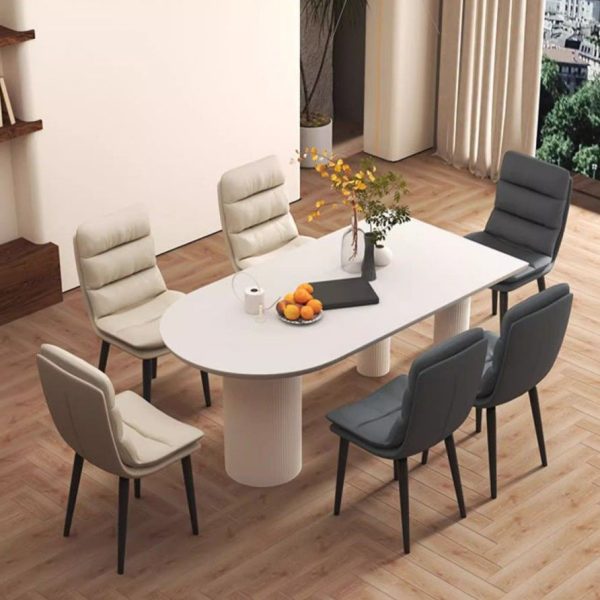 Contemporary Luxury Square Leather Upholstered Metal Dining Chair Backrest For Dining Room - Image 10