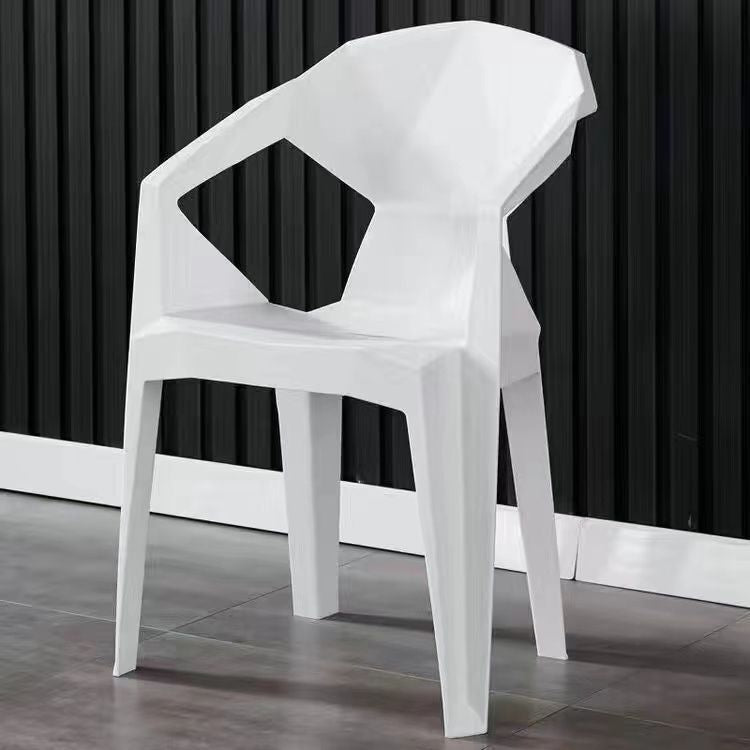 DFM-Chair-FL04456-1.jpg Contemporary Geometric Angular Diamond Form Plastic Stackable Dining Chair Backrest For Dining Room - Image 1