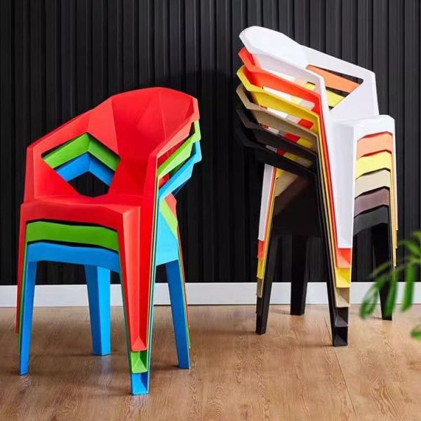 Contemporary Geometric Angular Diamond Form Plastic Stackable Dining Chair Backrest For Dining Room - Image 15