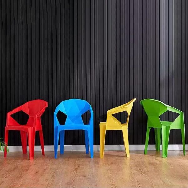 Contemporary Geometric Angular Diamond Form Plastic Stackable Dining Chair Backrest For Dining Room - Image 17