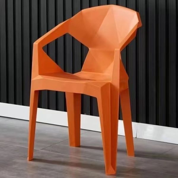 Contemporary Geometric Angular Diamond Form Plastic Stackable Dining Chair Backrest For Dining Room - Image 2