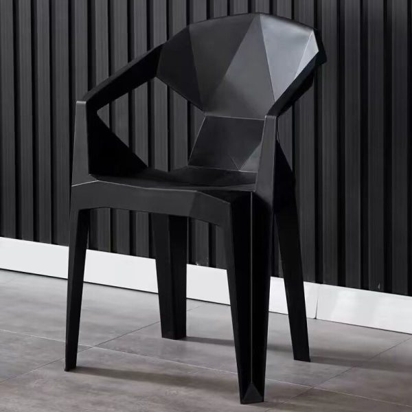 Contemporary Geometric Angular Diamond Form Plastic Stackable Dining Chair Backrest For Dining Room - Image 8