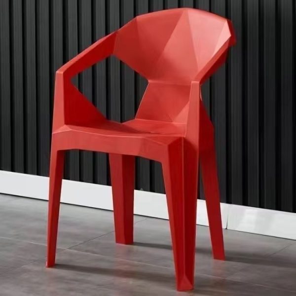 Contemporary Geometric Angular Diamond Form Plastic Stackable Dining Chair Backrest For Dining Room - Image 9